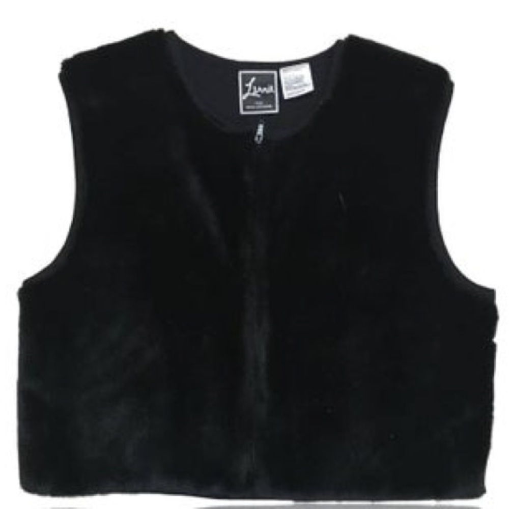 LENNIE for Nina Leonard Faux Fur Vest Black Large